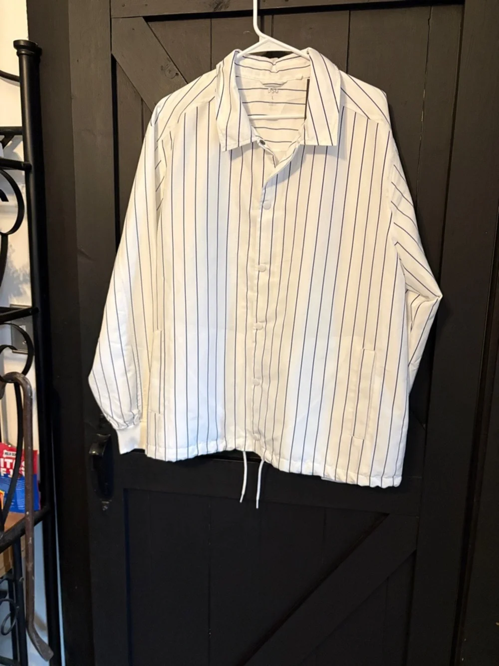 DSG White Jacket with Navy Pinstripes